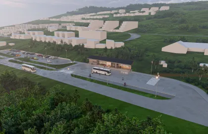 Skjelnan innfartsparkering fugleperspektiv Skjelnan innfartsparkering fugleperspektiv